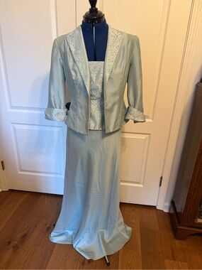 Light Blue 2-Piece Formal dress with matching jacket